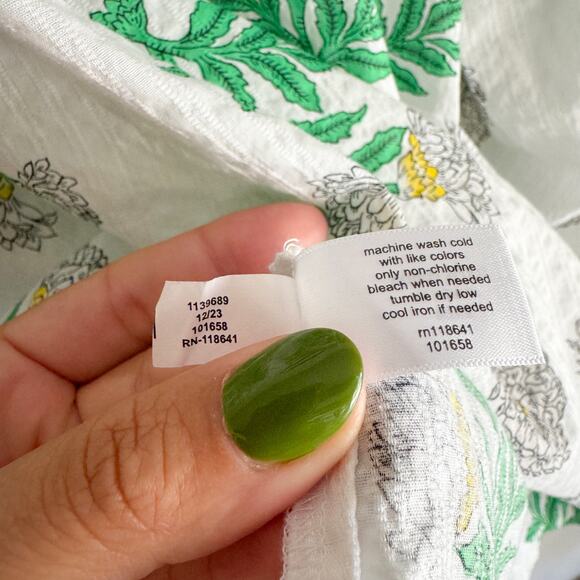 Lane Bryant White + Green Floral Print Square Neck Swing Peasant Blouse - 26/28 - Picture 8 of 10